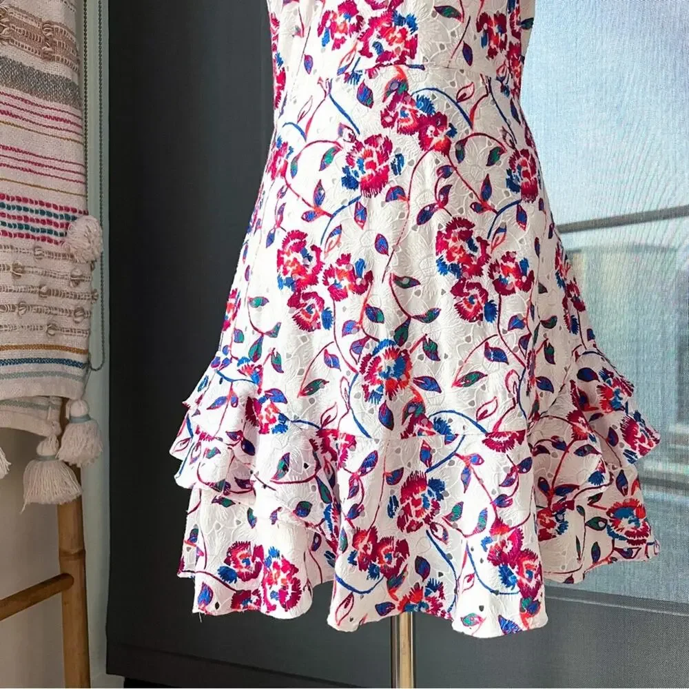 Tanya Taylor White Embroidered Sleeveless Mini Dress Women’s Size 2 - Picture 3 of 10